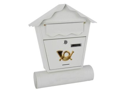 Schránka NESTOR, 370x100x440 mm, poštová, s rúrou na noviny, biela | ajtech.sk