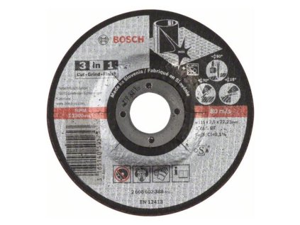 Bosch rezný kotúč rovný Sada 3v1 A 46 S BF, 115 x 22,23 x 2,5 mm | ajtech.sk