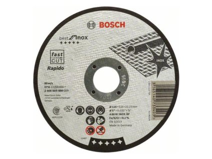 Bosch rezný kotúč rovný Best for INOX Rapido A 60 W INOX BF, 125 x 22,23 x 0,8 mm | ajtech.sk