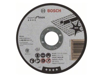 Bosch rezný kotúč rovný EXPERT for INOX AS 46 T INOX BF, 115 x 22,23 x 1,6 mm | ajtech.sk