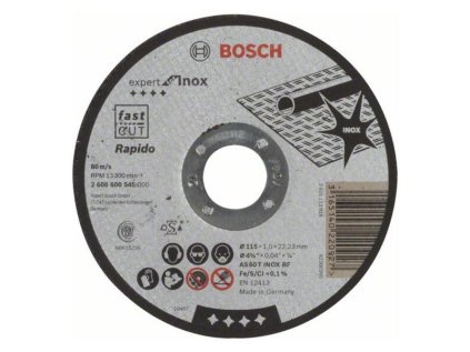 Bosch rezný kotúč rovný EXPERT for INOX Rapido AS 60 T INOX BF, 115 x 22,23 x 1 mm | ajtech.sk