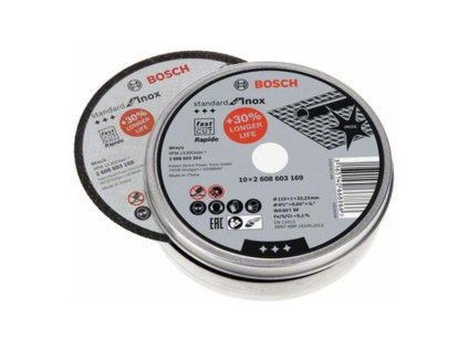 Bosch Kotúč rezací rovný Standard for INOX -Rapido WA 60 T BF 115 x 22,23 x 1,0mm (10ks) | ajtech.sk