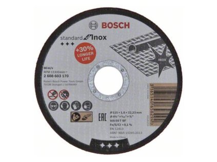Bosch rezný kotúč rovný Standard for INOX WA 60 T BF, 115 x 22,23 x 1,6 mm | ajtech.sk