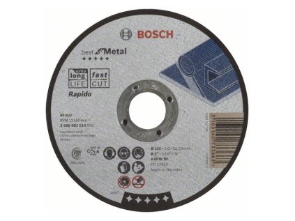 Bosch rezný kotúč rovný Best for Metal Rapido A 60 W BF, 125 x 22,23 x 1 mm | ajtech.sk