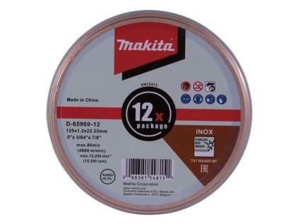 Makita rezný kotúč na nehrdzavejúcu oceľ 125 x 22,23 x 1,0 mm, 12ks, D-65969-12 | ajtech.sk