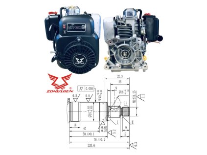 Motor ZONGSHEN NH150H 3,5 HP 25 mm pre vibračné dosky | ajtech.sk
