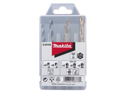 Makita  5-dielna sada vrtákov do kovu, betónu, dreva šesťhranná stopka 1/4", D-23759 | ajtech.sk