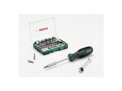Bosch 27-dielna súprava s miniračňou+ručný skrutkovač 2607017331 | ajtech.sk