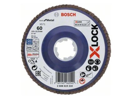 Bosch Lamelový brúsny kotúč X571 X-Lock Best for Metal, 125 mm, K60, rovný | ajtech.sk