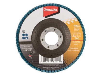 Makita Lamelové brúsny kotúč na nehrdzavejúcu oceľ 115 mm / 22,23 mm, K60, D-74192 | ajtech.sk