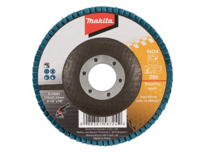 Makita Lamelové brúsny kotúč na nehrdzavejúcu oceľ 115 mm / 22,23 mm, K80, D-74201 | ajtech.sk