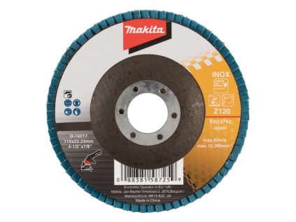 Makita Lamelové brúsny kotúč na nehrdzavejúcu oceľ 115 mm / 22,23 mm, K120, D-74217 | ajtech.sk