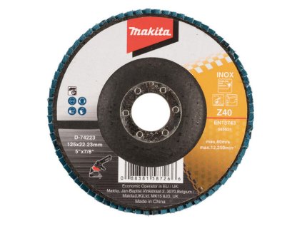 Makita Lamelové brúsny kotúč na nehrdzavejúcu oceľ 125 mm / 22,23 mm, K40, D-74223 | ajtech.sk