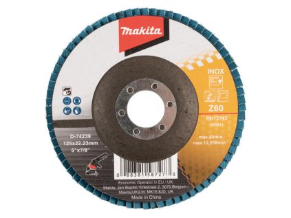 Makita Lamelové brúsny kotúč na nehrdzavejúcu oceľ 125 mm / 22,23 mm, K60, D-74239 | ajtech.sk