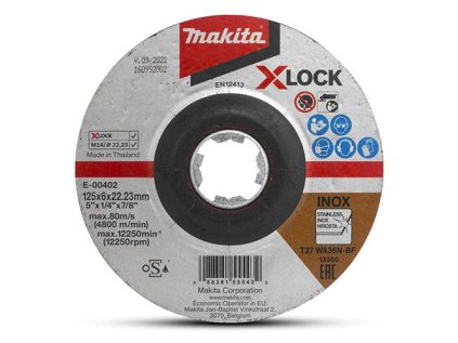 Makita Brúsny kotúč nerez X-LOCK 125 x 6 x 22,23 mm, E-00402 | ajtech.sk