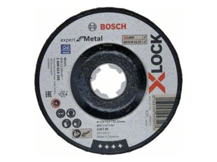 Bosch Brúsný kotuč X-LOCK so stlačeným stredom Expert for Metal A 30 T BF 125 x 22,23 x 6 mm | ajtech.sk