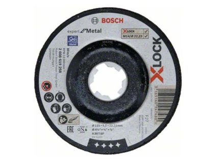 Bosch Brúsný kotuč X-LOCK so stlačeným stredom Expert for Metal A 30 T BF 115 x 22,23 x 6mm | ajtech.sk
