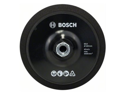 Bosch Oporná pryžová podložka na brúsny papier 150 mm M14 suchý zips 2608612027 | ajtech.sk