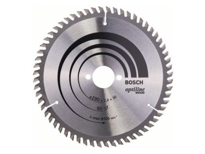 Bosch Pílový kotúč Optiline for Wood 190 x 30 x 2,6mm Z60 | ajtech.sk