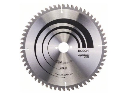 Bosch Pílový kotúč Optiline for Wood 250 x 30 x 3,2mm Z60 | ajtech.sk
