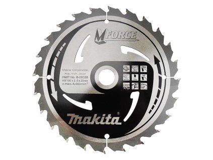 Makita Pílový kotúč na drevo Mforceorce 180 mm / 20 mm / 24z, B-08028 MA | ajtech.sk