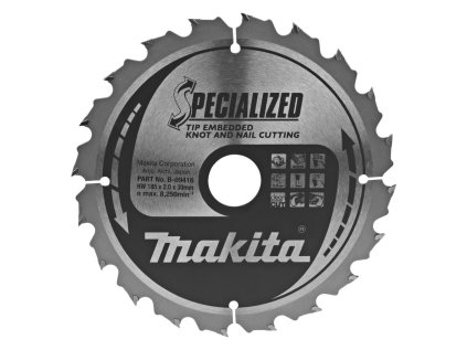 Makita Pílový kotúč na drevo a drevo s klincami 185 mm / 30 mm / 20z, B-09416 MA | ajtech.sk