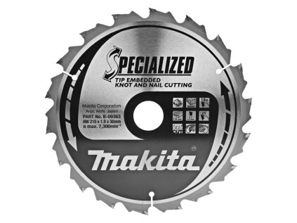 Makita Pílový kotúč na drevo a drevo s klincami 210 mm / 30 mm / 18z, B-09363 MA | ajtech.sk