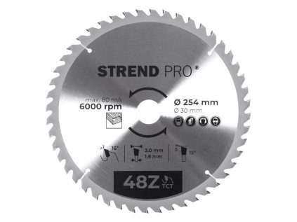 STREND PRO TCT 48 T pílový kotúč na drevo 254x3.0x30/20 mm | ajtech.sk