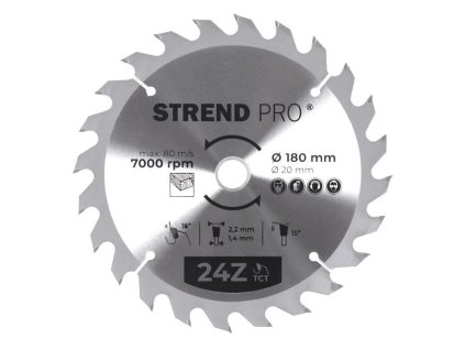 STREND PRO TCT 24 T Pílový kotúč na drevo 180x2.2x20/16 mm | ajtech.sk
