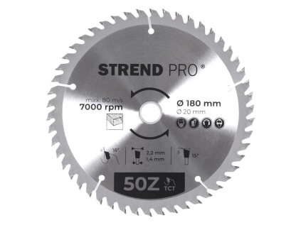STREND PRO TCT 50Z Pílový kotúč na drevo 180x2.2x20/16 mm  | ajtech.sk