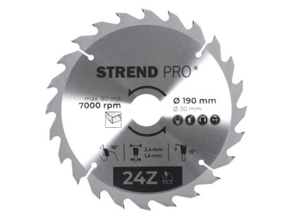 STREND PRO TCT 24T Kotúč na drevo pílový, 24T 190x2.4x30/20 mm | ajtech.sk