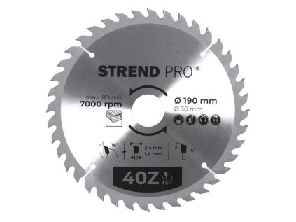 STREND PRO TCT 40T Kotúč na drevo pílový 190x2.4x30/20 mm | ajtech.sk