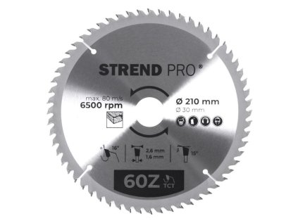 STREND PRO TCT 60T Kotúč na drevo pílový 210x2.6x30/20 mm | ajtech.sk