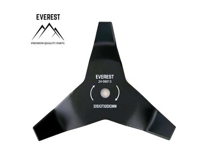 Rezný kotúč na krovinorezy mulčovací 3 zuby , otvor: 20 mm, záber: 305 mm | ajtech.sk