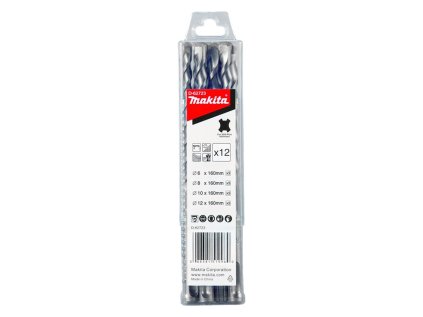 Makita 12 dielna sada vrtákov do betónu SDS-PLUS, 3; 6; 8; 10 /160mm, D-62723 | ajtech.sk