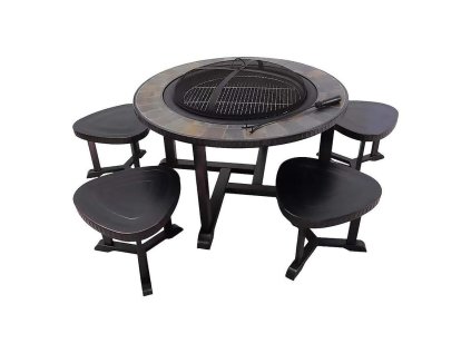 Ohnisko Strend Pro Grill, kovové, 4 stoličky, 105x75 cm | ajtech.sk
