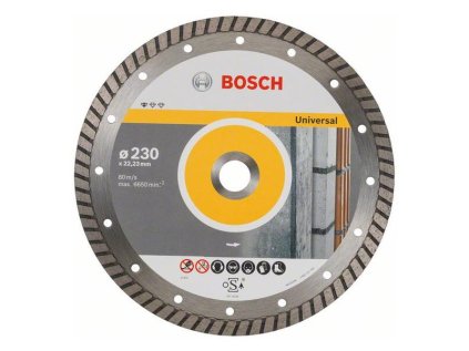 Bosch Diamantový rezací kotúč Standard for Universal Turbo 230 x 22,23 x 2,5 x 10 mm | ajtech.sk