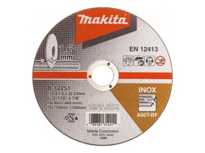 Makita rezný kotúč na nehrdzavejúcu oceľ 150 x 22,23 x 1,6 mm, 1ks, B-12251 | ajtech.sk
