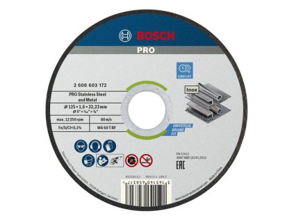 Bosch Rezací kotúč PRO Stainless Steel and Metal, 125 x 1,6 x 22,23 m | ajtech.sk