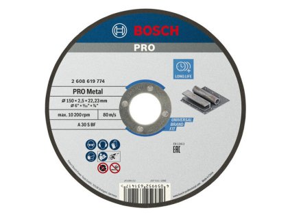 Bosch Rezací kotúč PRO Metal, 150 × 2,5 × 22,23 m | ajtech.sk