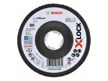 Bosch Lamelový brúsny kotúč X571 X-Lock Best for Metal, 115 mm, K80 | ajtech.sk