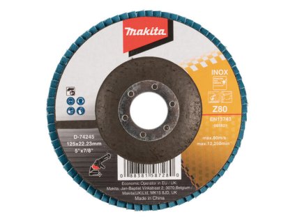 Makita Lamelové brúsny kotúč na nehrdzavejúcu oceľ 125 mm / 22,23 mm, K80, D-74245 | ajtech.sk