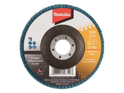 Makita Lamelové brúsny kotúč na nehrdzavejúcu oceľ 125 mm / 22,23 mm, K120, D-74251 | ajtech.sk