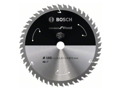 Bosch Pílový kotúč pre aku píly Standard for Wood 165 x 15,875 x 1,5/1,0mm Z48 | ajtech.sk