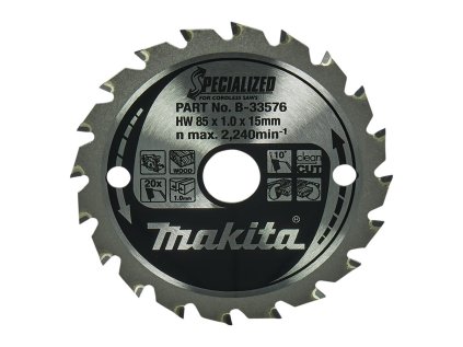 Makita pílový kotúč pre akú kotúčovú pílu na drevo 85 mm / 15,88 mm / 20z, B-33576 MA | ajtech.sk