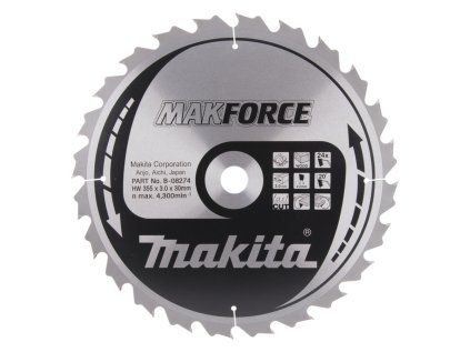 Makita Pílový kotúč na drevo MAKForce 355 mm / 30 mm / 24z, B-08274 MA | ajtech.sk