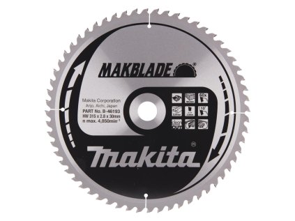 Makita Pílový kotúč na drevo MAKBlade na drevo 315 mm / 30 mm / 60z, B-46193 MA | ajtech.sk
