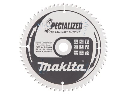 Makita Pílový kotúč na laminát 190 mm / 30 mm / 60z, B-29468 MA | ajtech.sk