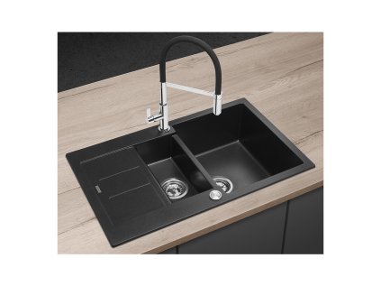 CONCEPT DG205C60bc Drez granitový s vaničkou a odkvapom Cubis ČIERNY | ajtech.sk