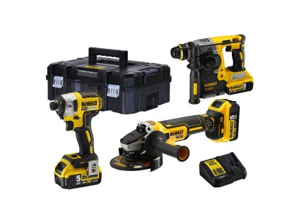 DeWALT DCK305P3T Sada náradia - Vŕtacie kladivo, rázový uťahovák, uhlová brúska 18 V XR 3 x 5 Ah | ajtech.sk